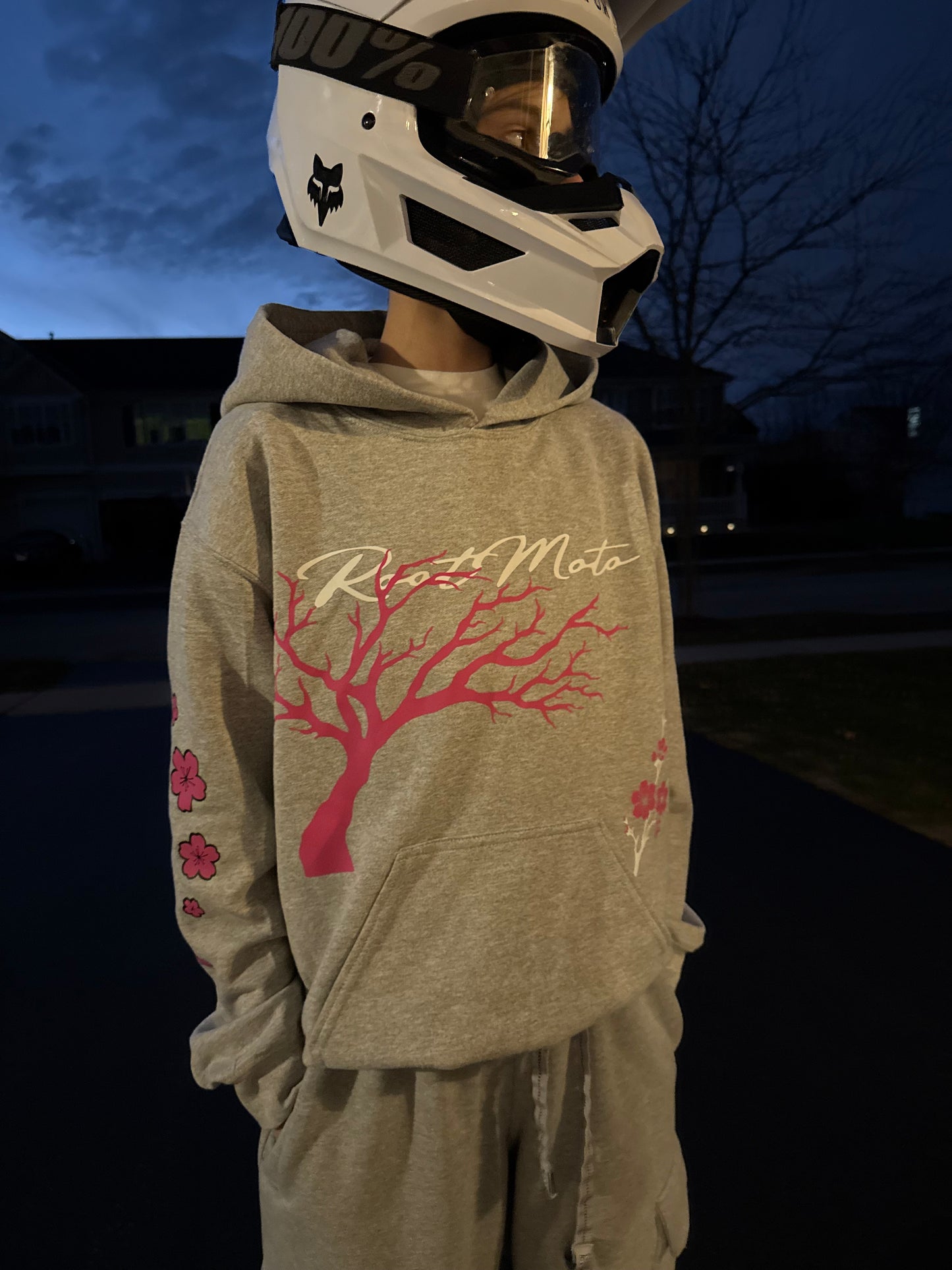 Root Hoodie - Grey (Cherry Blossom style)