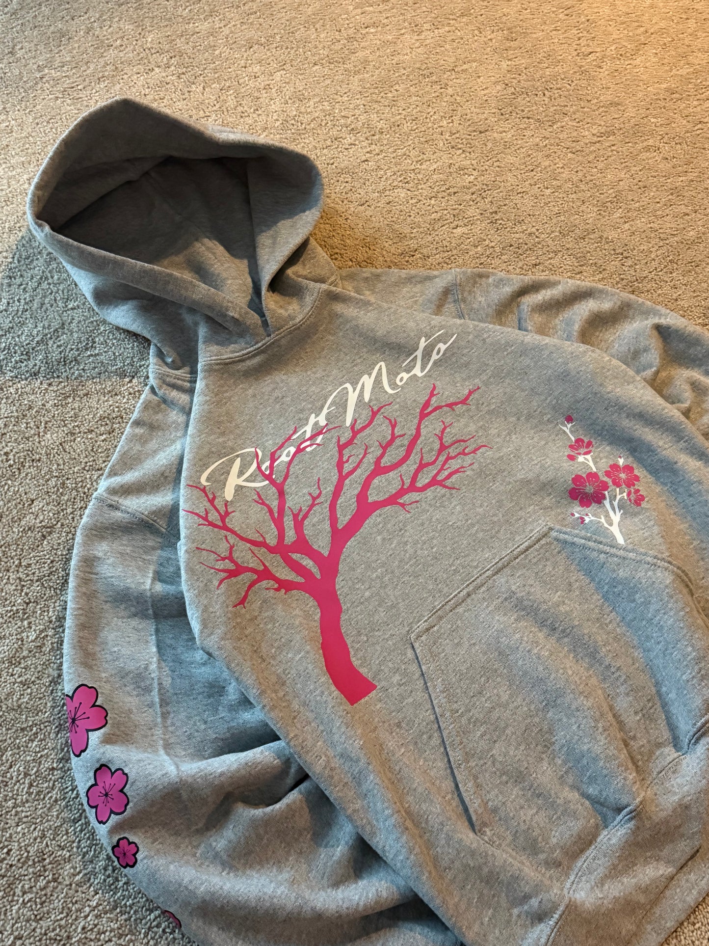 Root Hoodie - Grey (Cherry Blossom style)